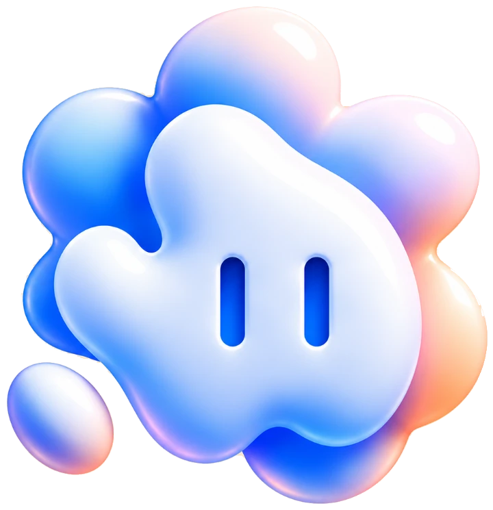 Veldora's mascot, a glossy blue cloud with two eyes